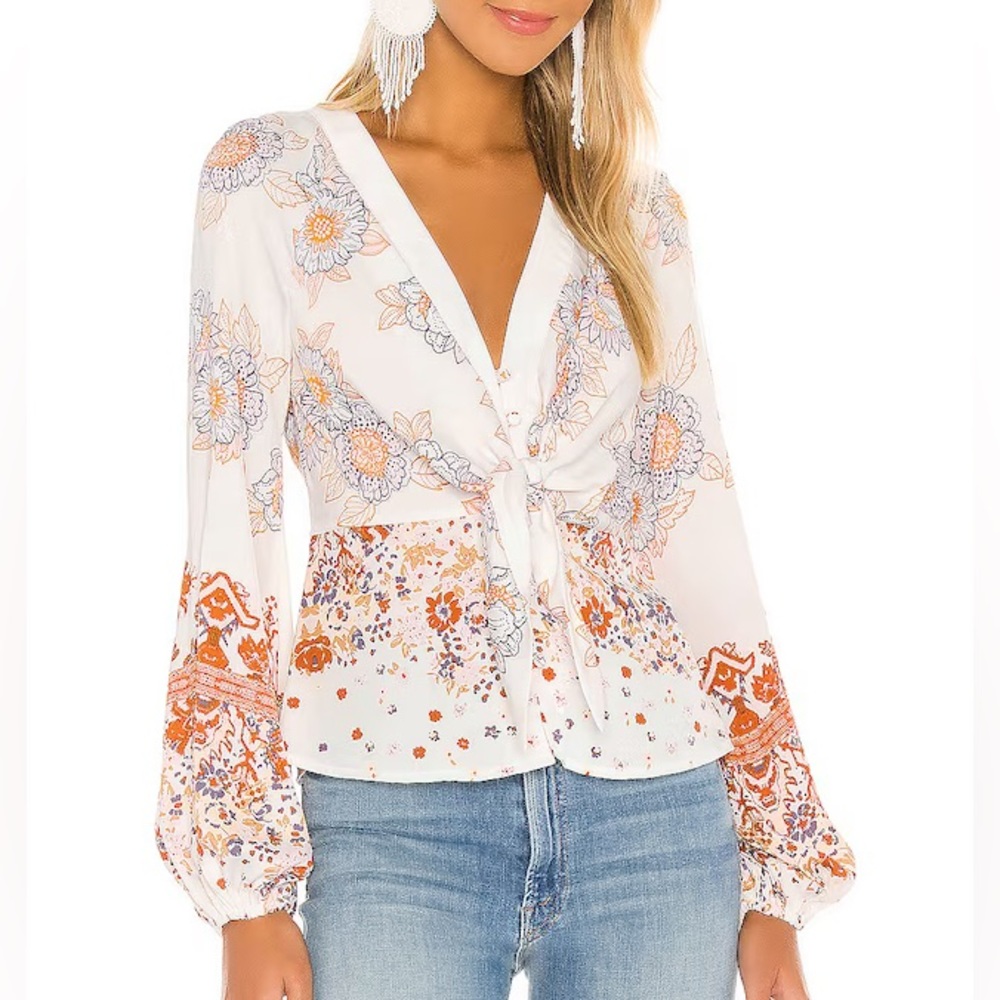 Free People! Run Free Tunic Top In Ivory Tea Combo NWOT! - Picture 3 of 6